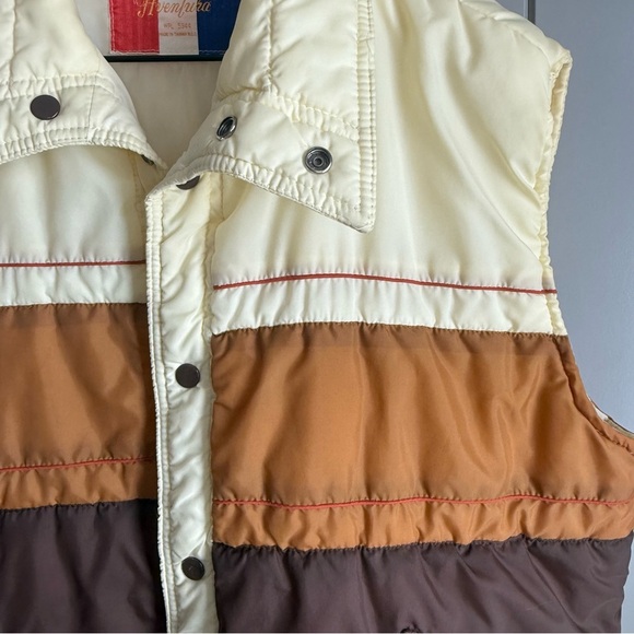 Vintage AVENTURA Grunge Brown Tan Cream Puffy Vest Earth Tones XL - Picture 4 of 13